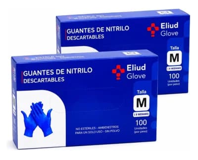 Guantes De Nitrilo Azul Eliud Sin Polvo Caja X100 Unidades